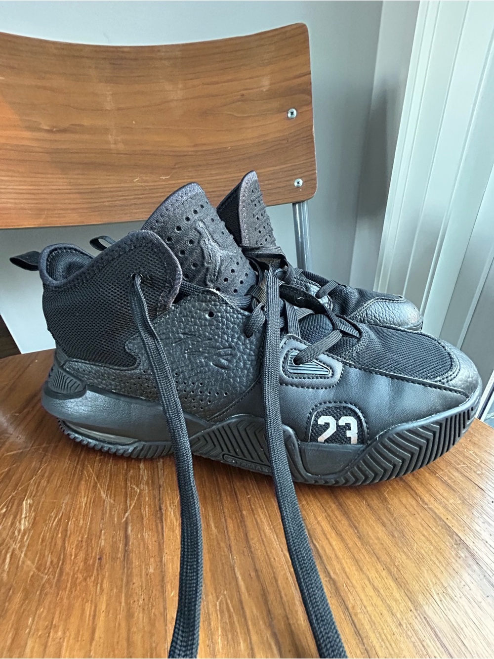 Jordan Kids Black High-Top Basketball Sneakers with 23 Detail